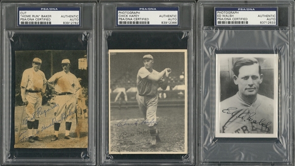 Lot Of 5 Early 1900s Baseball Hall Of Famers Signed Photographs (PSA/DNA, JSA)